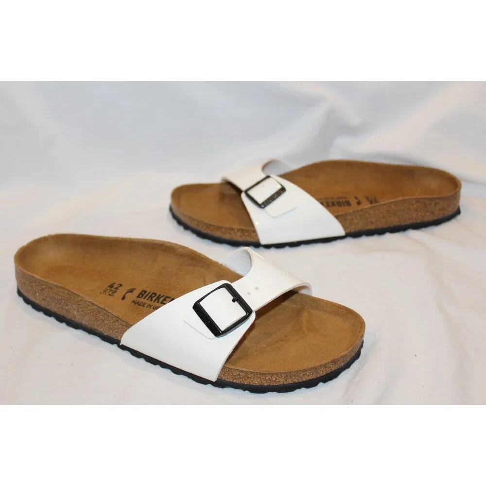 Birkenstock Women's Madrid‎ Patent Leather Sandals White EU 42 US 10.5-11 Narrow